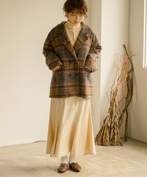 Ambre Neige（アンブルネージュ）の「チェックジャケットコート／【WEB/EC限定商品】（ピーコート・レディース・ブラウン系その他/ダークブラウン・FREE）」の17枚目の写真