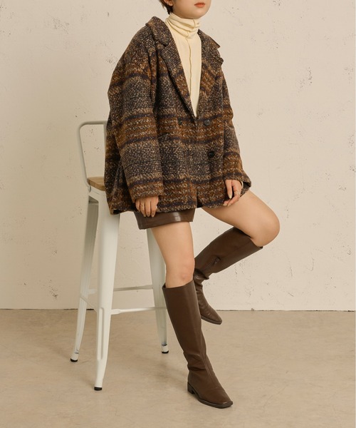 Ambre Neige（アンブルネージュ）の「チェックジャケットコート／【WEB/EC限定商品】（ピーコート・レディース・ブラウン系その他/ダークブラウン・FREE）」の10枚目の写真