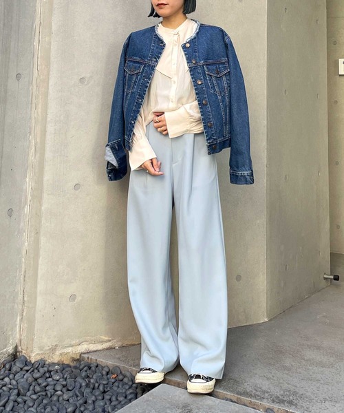 Omekashi（オメカシ）の「ハイウエストワイドパンツ（その他パンツ・レディース・ベージュ/ネイビー/アイボリー/ブルー・38/36）」の4枚目の写真