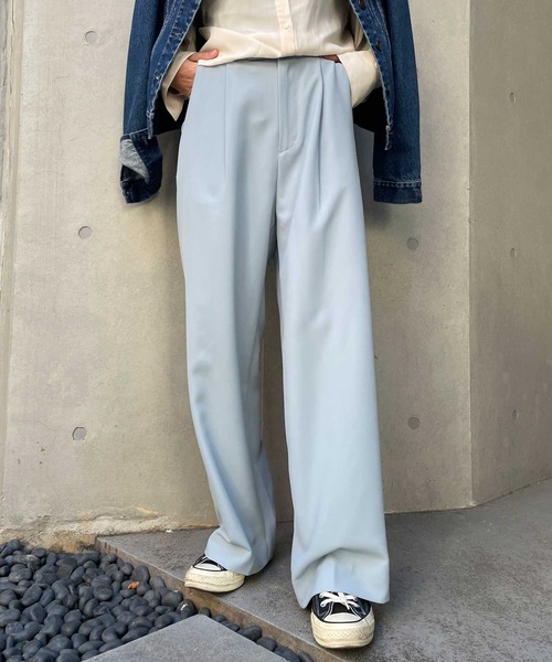 Omekashi（オメカシ）の「ハイウエストワイドパンツ（その他パンツ・レディース・ベージュ/ネイビー/アイボリー/ブルー・38/36）」の19枚目の写真