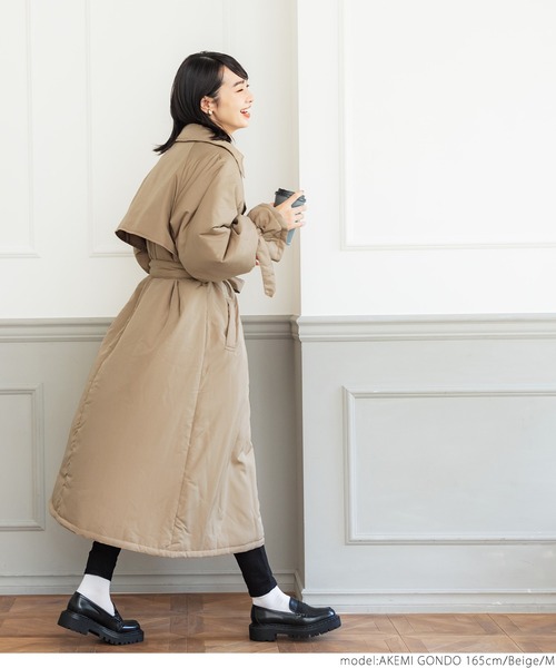 coca(coca)(コカ)の「中綿入りトレンチコート(トレンチコート・レディース・ベージュ・M/L)」の11枚目の写真