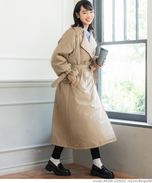 coca(coca)(コカ)の「中綿入りトレンチコート(トレンチコート・レディース・ベージュ・M/L)」の10枚目の写真