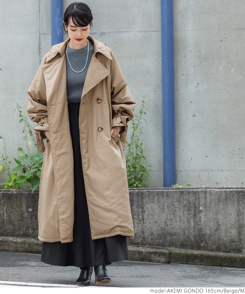 coca(coca)(コカ)の「中綿入りトレンチコート(トレンチコート・レディース・ベージュ・M/L)」の7枚目の写真