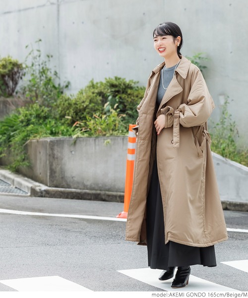 coca(coca)(コカ)の「中綿入りトレンチコート(トレンチコート・レディース・ベージュ・M/L)」の6枚目の写真