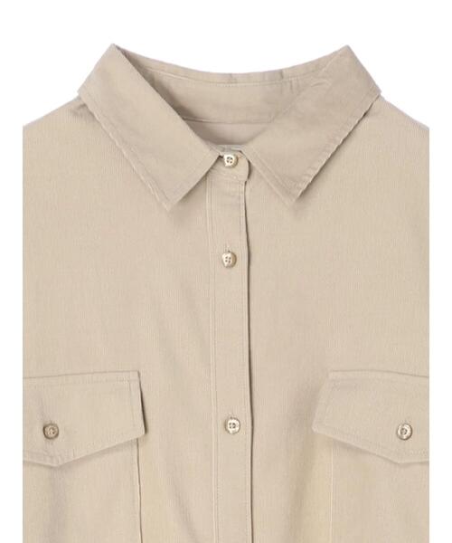 AMERICAN HOLIC(アメリカンホリック)の「Wポケットシャツコール天ワンピース(ワンピース・レディース・ブラウン/グレイッシュベージュ・M/L)」の15枚目の写真