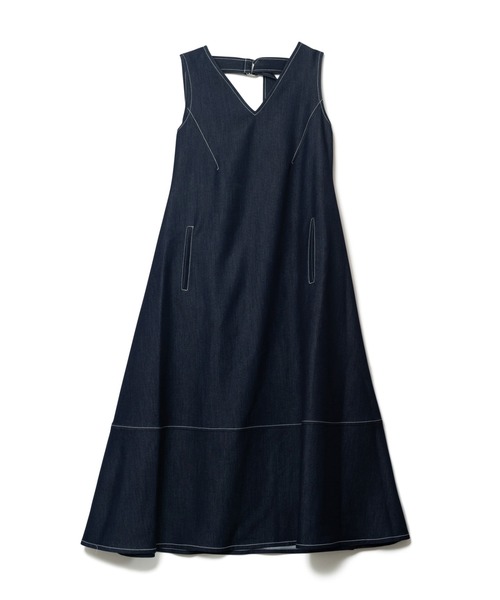 LAYMEE(レイミー)の「Mans OP / マンズワンピース(ワンピース・レディース・インディゴブルー/キャメル・FREE)」の3枚目の写真