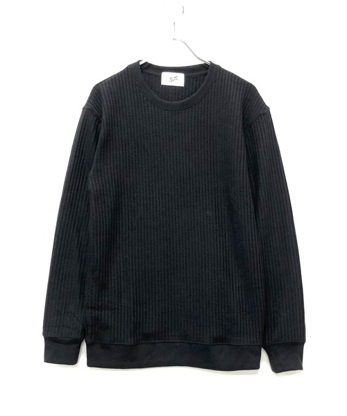 Bling Leads(ブリングリーズ)の「ビッグワッフル 袖リブ クルーネック ロング Tシャツ(Tシャツ/カットソー・メンズ・ホワイト/ブラック/ベージュ/オフホワイト/カーキ/杢グレー・M/L/XL)」の19枚目の写真