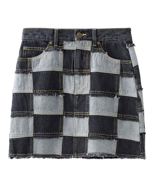 X-girl（エックスガール）の「PATCHWORK DENIM SKIRT（デニムスカート・レディース・ブラック/インディゴブルー・S/M）」の20枚目の写真