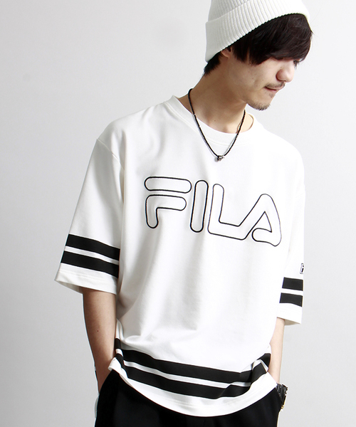 FILA（フィラ）の「∴WEGO/FILAサイドジップTシャツ（Tシャツ/カットソー・メンズ・ホワイト/ブラック・LARGE/MEDIUM）」の11枚目の写真