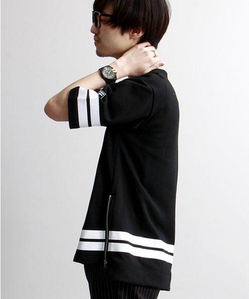 FILA（フィラ）の「∴WEGO/FILAサイドジップTシャツ（Tシャツ/カットソー・メンズ・ホワイト/ブラック・LARGE/MEDIUM）」の4枚目の写真