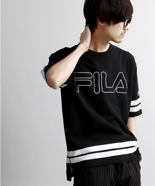 FILA（フィラ）の「∴WEGO/FILAサイドジップTシャツ（Tシャツ/カットソー・メンズ・ホワイト/ブラック・LARGE/MEDIUM）」の12枚目の写真