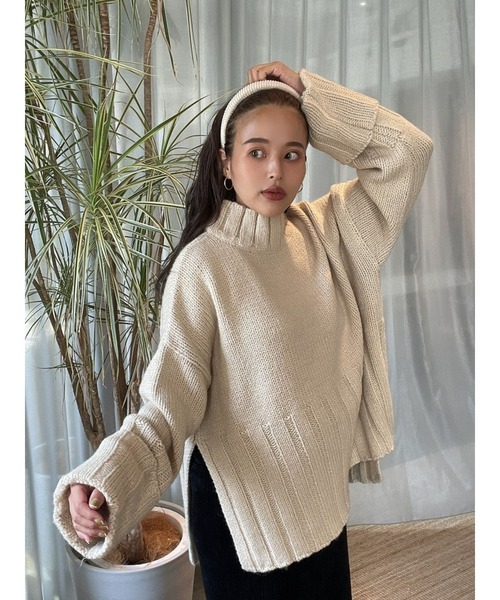 TRUNC（トランクエイティーエイト）の「Wide Rib Knit TOPS（ニット/セーター・レディース・ブラウン/アイボリー・FREE）」の15枚目の写真