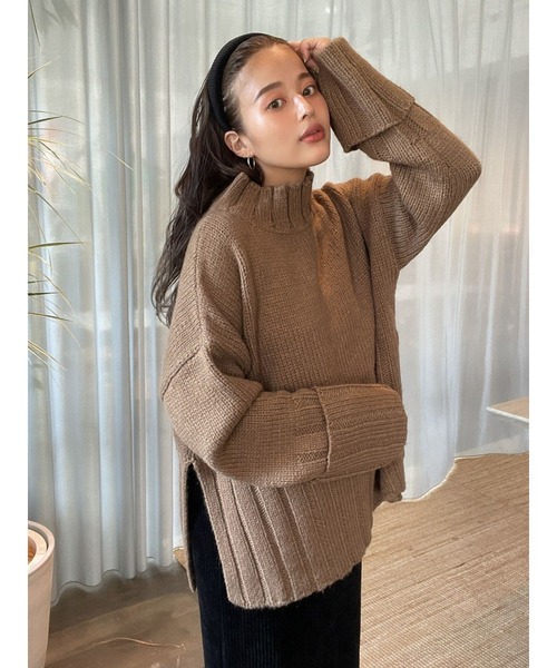TRUNC（トランクエイティーエイト）の「Wide Rib Knit TOPS（ニット/セーター・レディース・ブラウン/アイボリー・FREE）」の5枚目の写真
