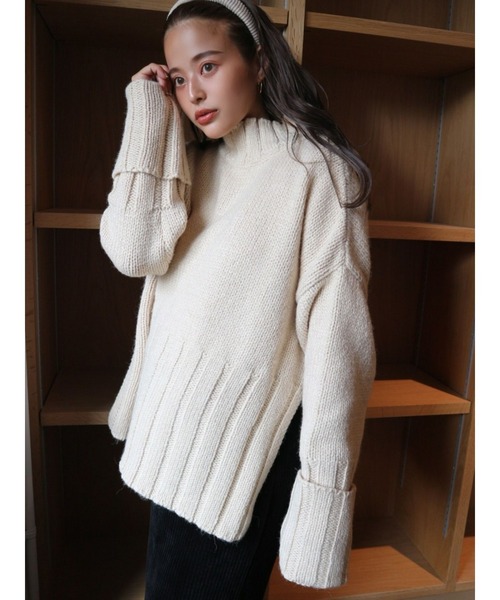 TRUNC（トランクエイティーエイト）の「Wide Rib Knit TOPS（ニット/セーター・レディース・ブラウン/アイボリー・FREE）」の22枚目の写真