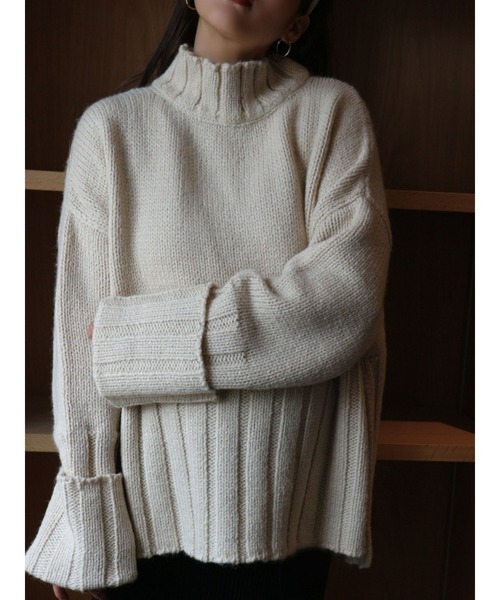 TRUNC（トランクエイティーエイト）の「Wide Rib Knit TOPS（ニット/セーター・レディース・ブラウン/アイボリー・FREE）」の10枚目の写真