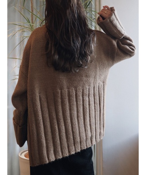 TRUNC（トランクエイティーエイト）の「Wide Rib Knit TOPS（ニット/セーター・レディース・ブラウン/アイボリー・FREE）」の7枚目の写真
