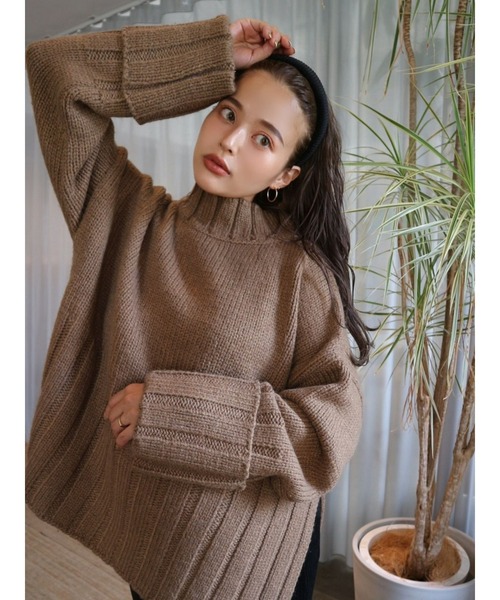 TRUNC（トランクエイティーエイト）の「Wide Rib Knit TOPS（ニット/セーター・レディース・ブラウン/アイボリー・FREE）」の6枚目の写真