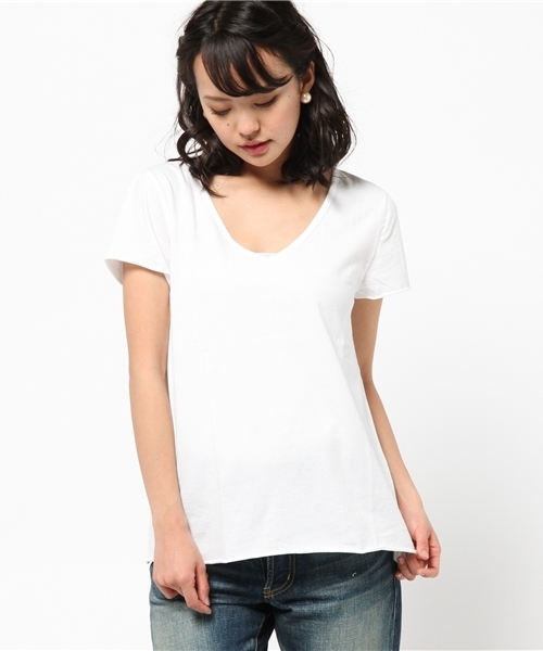 Ray BEAMS（レイビームス）の「◇Ray BEAMS LOS ANGELES / ショートスリーブ VネックT（Tシャツ/カットソー・レディース・ホワイト/チャコールグレー/ネイビー・ONE SIZE）」の12枚目の写真