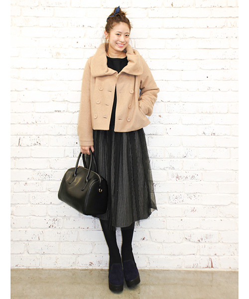 mystic（ミスティック）の「ストライプチュールスカート（スカート・レディース・オフホワイト/カーキ/ブラック/ネイビー・ﾌﾘ-）」の5枚目の写真