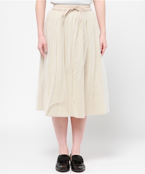 mystic（ミスティック）の「ストライプチュールスカート（スカート・レディース・オフホワイト/カーキ/ブラック/ネイビー・ﾌﾘ-）」の6枚目の写真