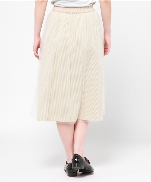 mystic（ミスティック）の「ストライプチュールスカート（スカート・レディース・オフホワイト/カーキ/ブラック/ネイビー・ﾌﾘ-）」の8枚目の写真