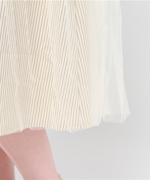 mystic（ミスティック）の「ストライプチュールスカート（スカート・レディース・オフホワイト/カーキ/ブラック/ネイビー・ﾌﾘ-）」の11枚目の写真