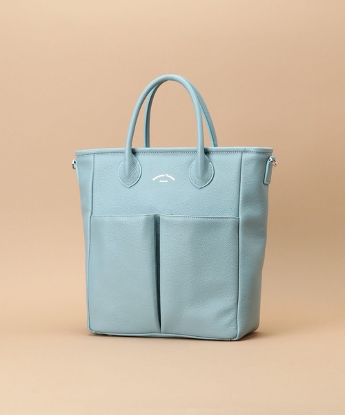 Samantha Thavasa（サマンサタバサ）の「フロントポケット レザートートバッグ 大サイズ（トートバッグ・レディース・カーキ/ブラック/ライトブルー/ペールイエロー/グレイッシュベージュ・FREE）」の18枚目の写真