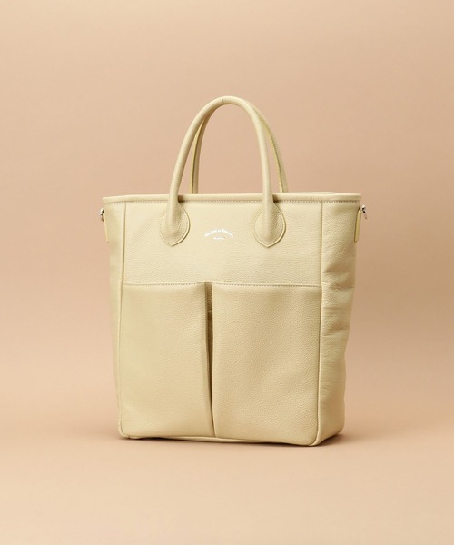 Samantha Thavasa（サマンサタバサ）の「フロントポケット レザートートバッグ 大サイズ（トートバッグ・レディース・カーキ/ブラック/ライトブルー/ペールイエロー/グレイッシュベージュ・FREE）」の19枚目の写真