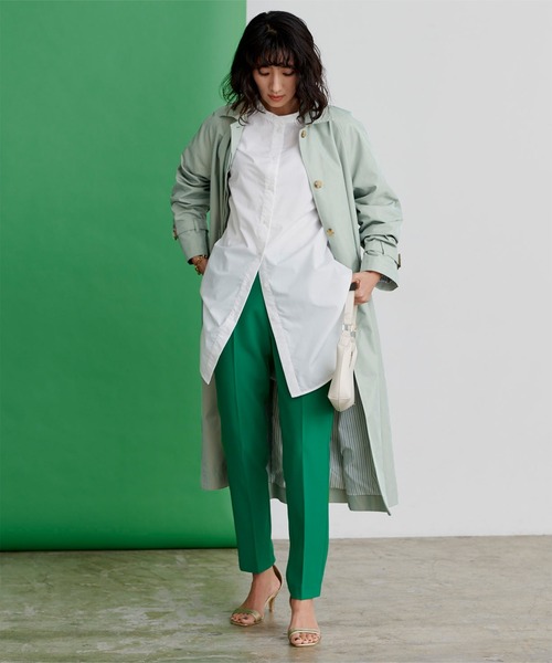 UR'S（ユアーズ）の「ｼｬﾝﾌﾞﾚｰｽﾃﾝｶﾗｰｺｰﾄ（ステンカラーコート・レディース・ベージュ/ミント/ブルーグレー・M）」の8枚目の写真