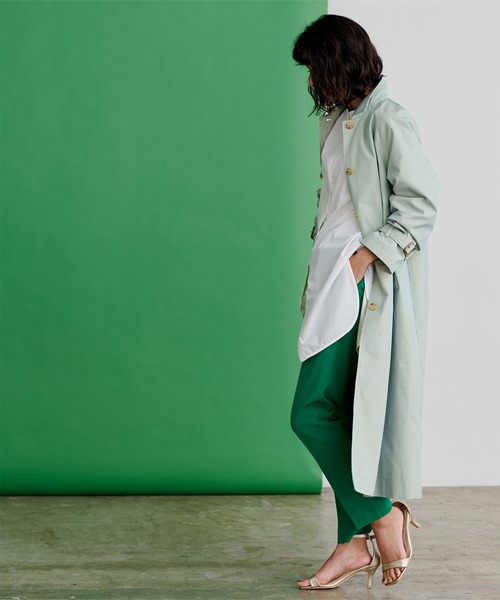 UR'S（ユアーズ）の「ｼｬﾝﾌﾞﾚｰｽﾃﾝｶﾗｰｺｰﾄ（ステンカラーコート・レディース・ベージュ/ミント/ブルーグレー・M）」の9枚目の写真