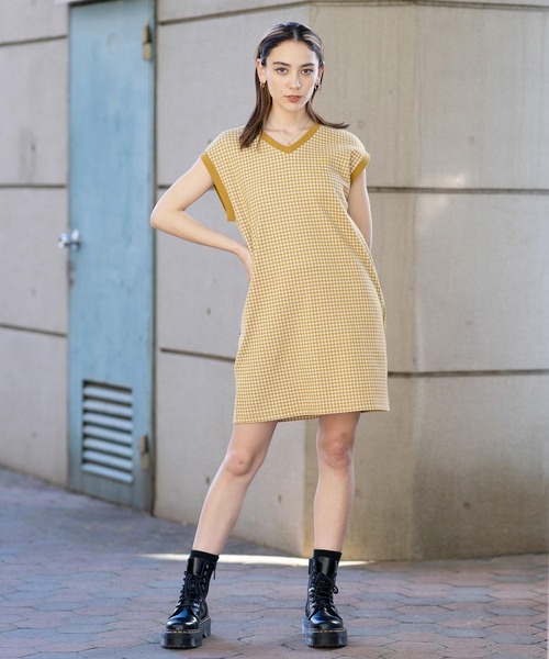 X-girl（エックスガール）の「GINGHAM EASY DRESS（ワンピース・レディース・ブラック/ベージュ/ライトブルー・M/S）」の7枚目の写真