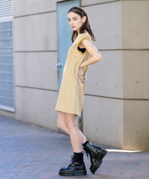 X-girl（エックスガール）の「GINGHAM EASY DRESS（ワンピース・レディース・ブラック/ベージュ/ライトブルー・M/S）」の8枚目の写真