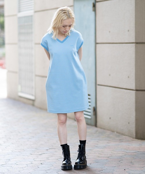 X-girl（エックスガール）の「GINGHAM EASY DRESS（ワンピース・レディース・ブラック/ベージュ/ライトブルー・M/S）」の21枚目の写真
