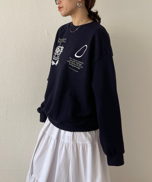 wee9s(ウィークス)の「over size winner sweat / オーバーサイズウィナースウェット(スウェット・レディース・ホワイト/ネイビー・FREE)」の9枚目の写真