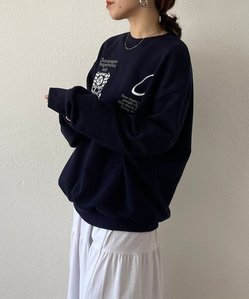 wee9s(ウィークス)の「over size winner sweat / オーバーサイズウィナースウェット(スウェット・レディース・ホワイト/ネイビー・FREE)」の20枚目の写真