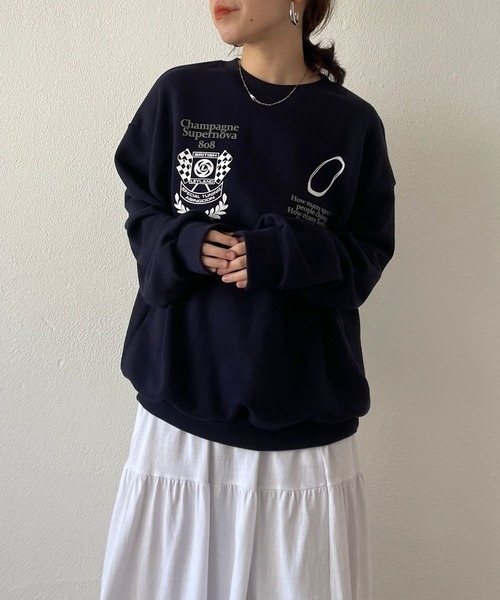 wee9s(ウィークス)の「over size winner sweat / オーバーサイズウィナースウェット(スウェット・レディース・ホワイト/ネイビー・FREE)」の15枚目の写真