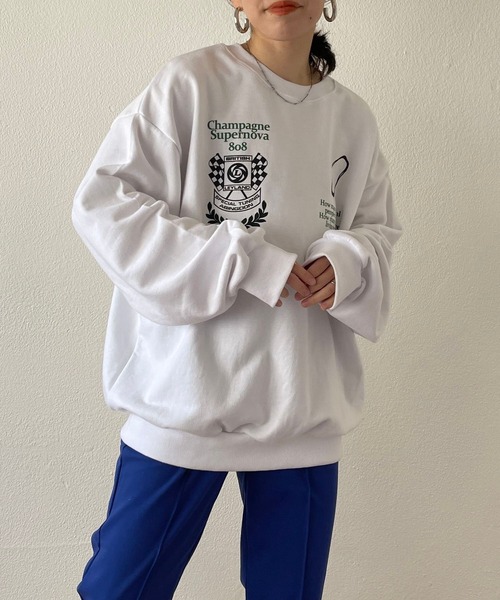 wee9s(ウィークス)の「over size winner sweat / オーバーサイズウィナースウェット(スウェット・レディース・ホワイト/ネイビー・FREE)」の6枚目の写真