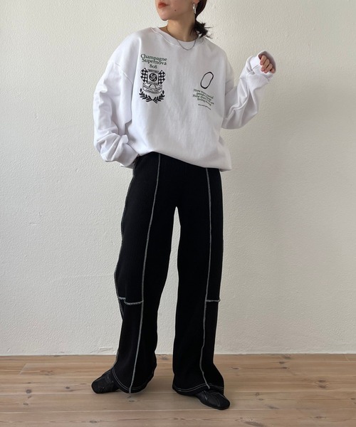 wee9s(ウィークス)の「over size winner sweat / オーバーサイズウィナースウェット(スウェット・レディース・ホワイト/ネイビー・FREE)」の19枚目の写真