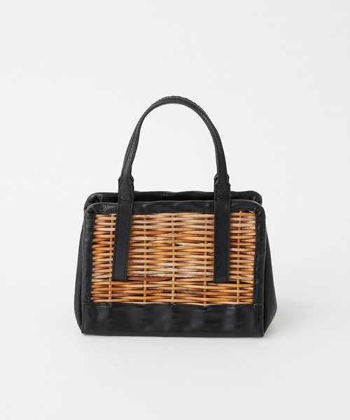 Flea Store Vegetal（フリーストアベジタル）の「【Flea Store Vegetal】レザーコンビかごバッグ/Opal（かごバッグ・レディース・ブラック・FREE）」の6枚目の写真