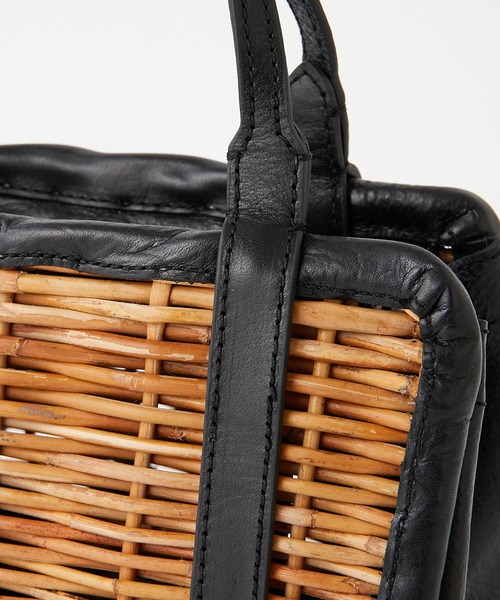 Flea Store Vegetal（フリーストアベジタル）の「【Flea Store Vegetal】レザーコンビかごバッグ/Opal（かごバッグ・レディース・ブラック・FREE）」の8枚目の写真