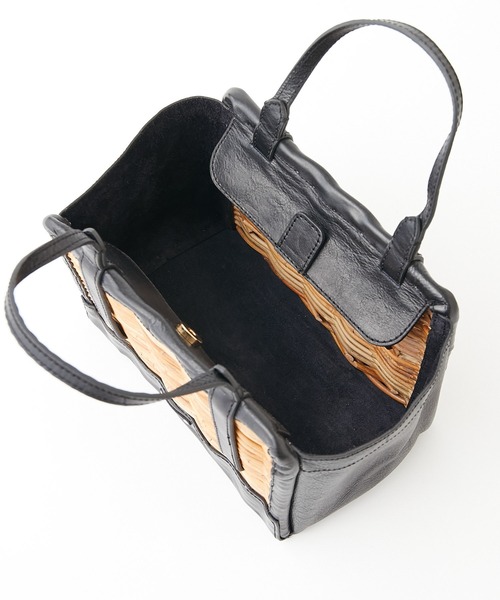 Flea Store Vegetal（フリーストアベジタル）の「【Flea Store Vegetal】レザーコンビかごバッグ/Opal（かごバッグ・レディース・ブラック・FREE）」の10枚目の写真