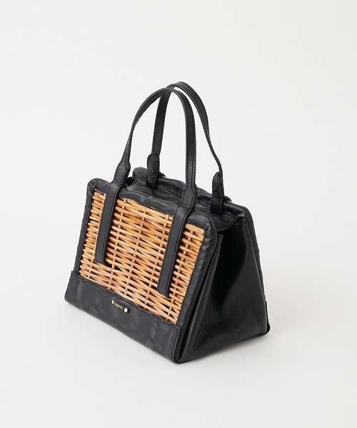 Flea Store Vegetal（フリーストアベジタル）の「【Flea Store Vegetal】レザーコンビかごバッグ/Opal（かごバッグ・レディース・ブラック・FREE）」の5枚目の写真