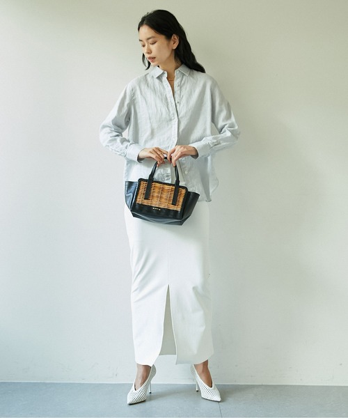 Flea Store Vegetal（フリーストアベジタル）の「【Flea Store Vegetal】レザーコンビかごバッグ/Opal（かごバッグ・レディース・ブラック・FREE）」の3枚目の写真