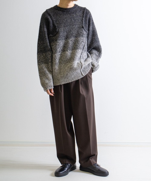 UNDECORATED(アンデコレイテッド)の「UNDECORATED アンデコレイテッド / Gradation Wool Top グラデーション ウールトップス オーバサイズニット / UDF22805(ニット/セーター・メンズ・イエロー/ブラック・0/2)」の17枚目の写真