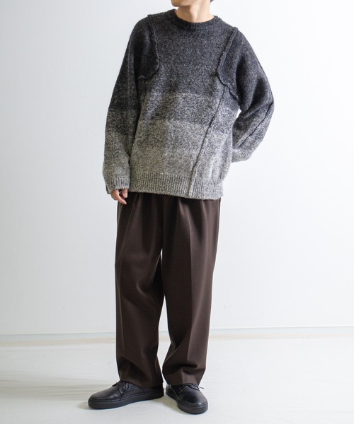 UNDECORATED(アンデコレイテッド)の「UNDECORATED アンデコレイテッド / Gradation Wool Top グラデーション ウールトップス オーバサイズニット / UDF22805(ニット/セーター・メンズ・イエロー/ブラック・0/2)」の16枚目の写真