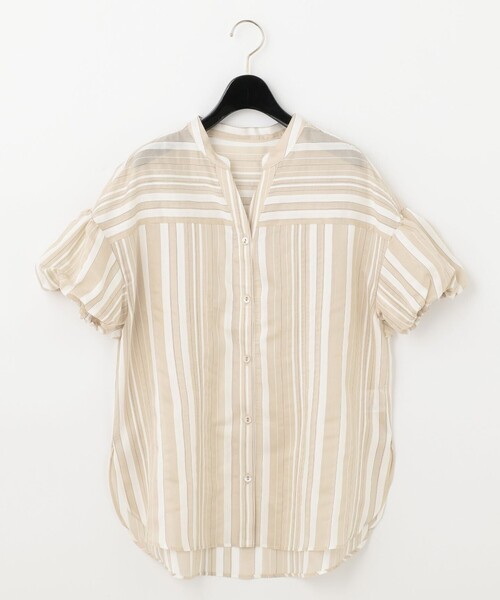 Diagram(ダイアグラム)の「パフスリーブスタンドブラウス(シャツ/ブラウス・レディース・ベージュ/キナリ・36)」の1枚目の写真