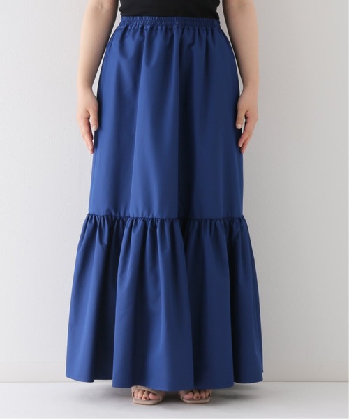 SLOBE IENA（スローブイエナ）の「タフタタイプライターロングスカート【ウエストゴム/手洗い可能】◆（スカート・レディース・ネイビー/ブルー系その他・FREE）」の9枚目の写真