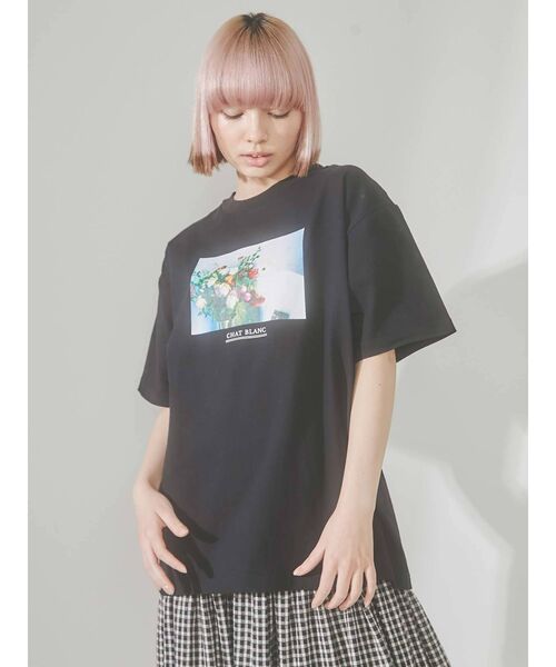 merry jenny（メリージェニー）の「CHAT BLANK Tee（Tシャツ/カットソー・レディース・オフホワイト/ブラック/ブルー・FREE）」の6枚目の写真