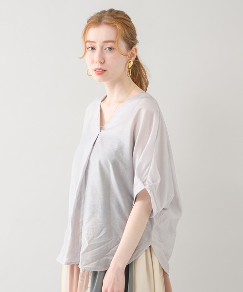 Paradise Picnic（パラダイスピクニック）の「テンセルVネックタックブラウス（シャツ/ブラウス・レディース・ラベンダー/グリーン/グレイッシュベージュ・FREE）」の2枚目の写真