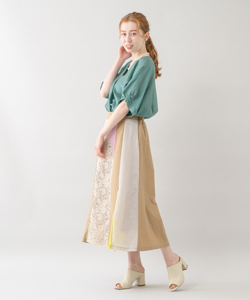 Paradise Picnic（パラダイスピクニック）の「テンセルVネックタックブラウス（シャツ/ブラウス・レディース・ラベンダー/グリーン/グレイッシュベージュ・FREE）」の7枚目の写真